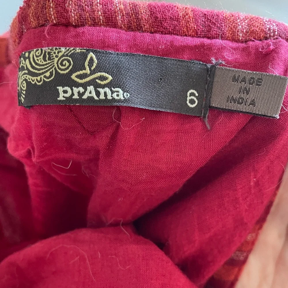Prana Red Maxi Ginny skirt chevron stripe crochet 100% Cotton Size 6